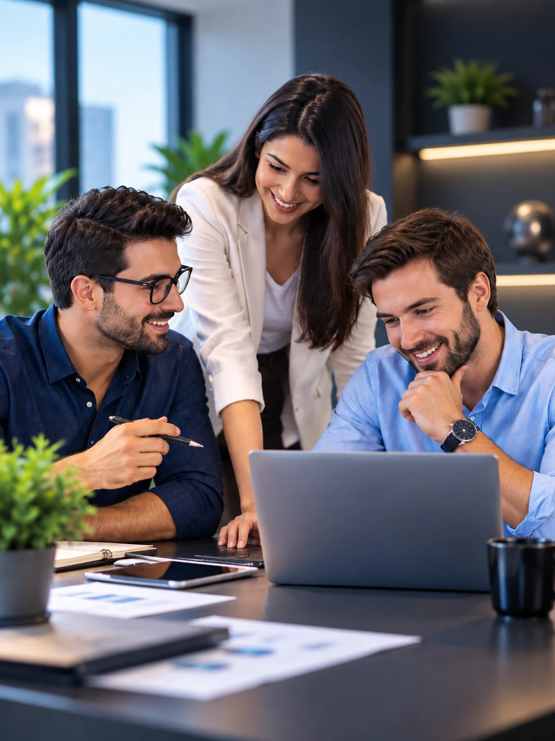 Digital marketing team collaborating on business growth strategy