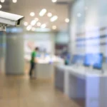 CCTV surveillance camera installed inside a modern commercial store in Dubai