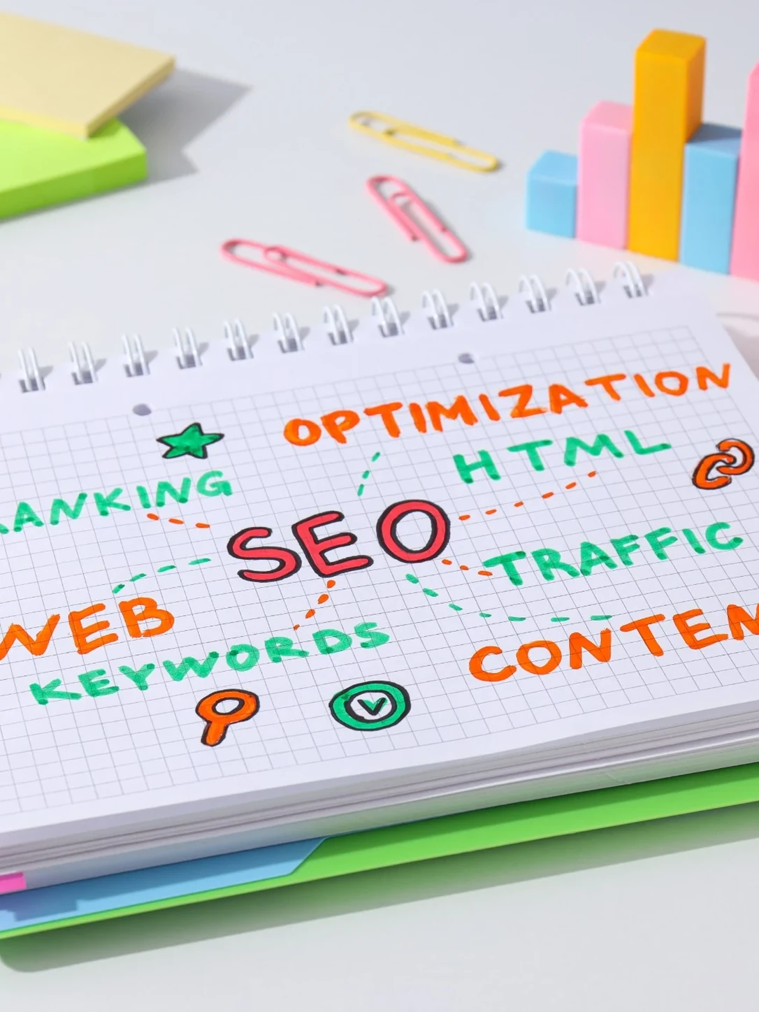 SEO strategy planning with keyword research and website optimization notes